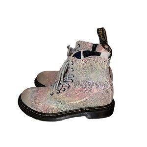 Dr Martens Toddler US 2 Pascal T Rainbow Glitter Style 1460 Combat Boots Lace Up